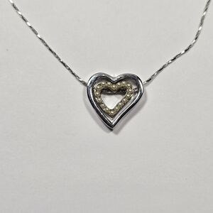 18k Gold Plate Pearl Double Heart Necklace